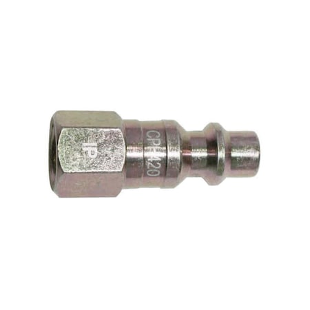 Interstate Pneumatics 1/4 Inch Industrial Steel Coupler Plug x 1/8 Inch Female NPT, PK 6 CPH420-D6